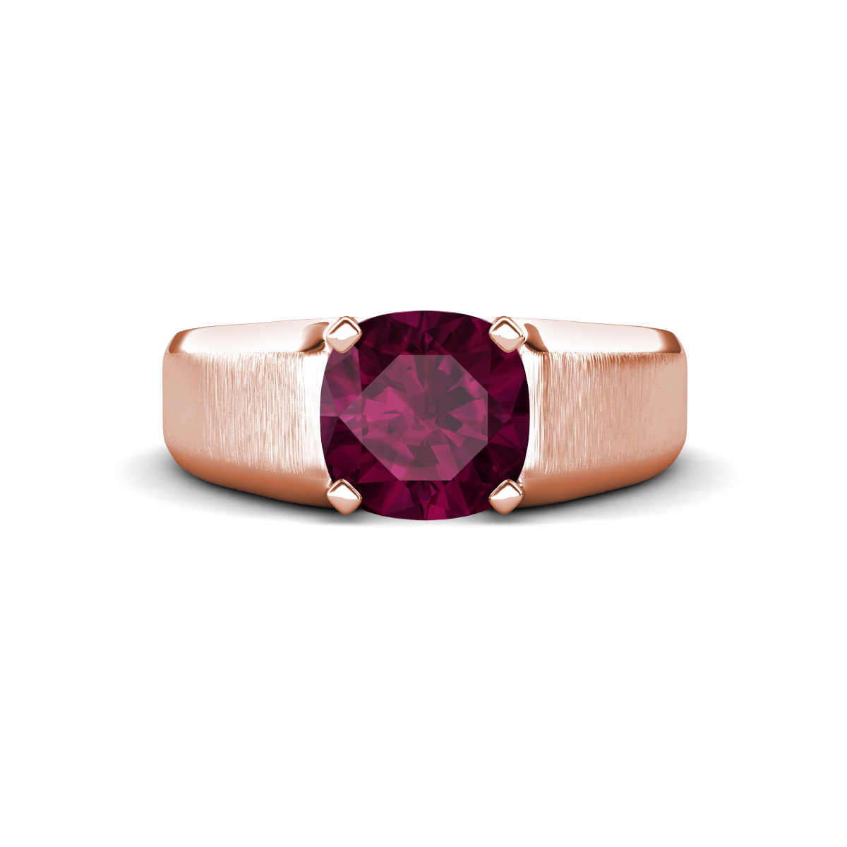 Jude 2.75 ct Cushion Shape Rhodolite Garnet Solitaire Men Wedding Band (8 mm) 